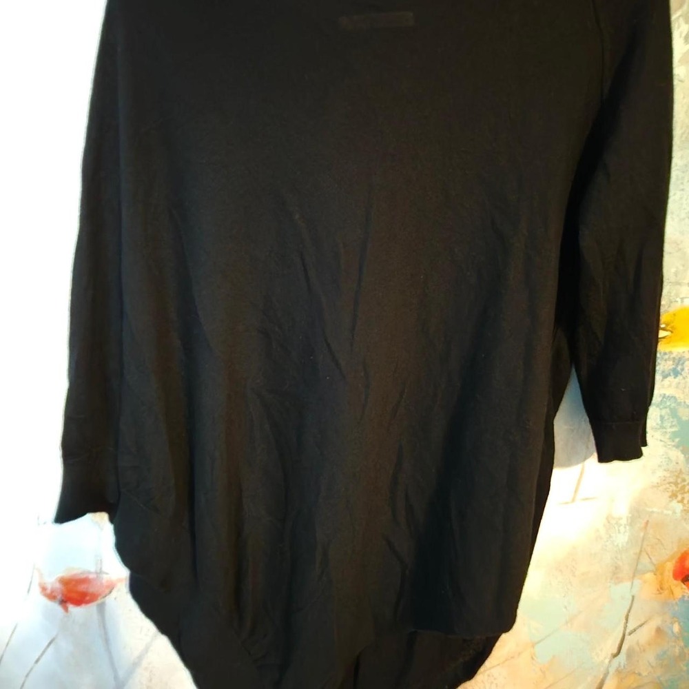 Charli London Black Lightweight Knit Asymmetrical Long Sleeve Top Women Size 1